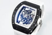 Richard Mille RM055 Skeleton Swiss Replica, Titanium Carbon Fiber Case, White Rubber Strap - Image 8