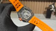 Swiss Replica Richard Mille RM 11-03 McLaren Watch – Carbon Fiber Skeleton Chronograph with Striking Orange Rubber Strap - Image 7