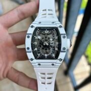 Richard Mille RM 022 Replica White Case White Strap Watch For Men – Skeletonized Dial And Carbon Fiber Case - Image 2