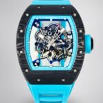 Best Replica RICHARD MILLE RM 55 – Swiss Movement Super Clone with Carbon Case & Blue Rubber Strap