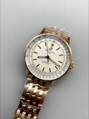 Breitling Navitimer, white dial, rose gold bracelet, model R17329F41G1R1 (1:1 Super Clone) - Image 3