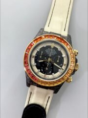 Rolex Daytona DiW Carbon Edition Rainbow Bezel – Forged Carbon Casing Beige Strap(1:1Super Clone ) - Image 4