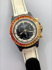 Rolex Daytona DiW Carbon Edition Rainbow Bezel – Forged Carbon Casing Beige Strap(1:1Super Clone ) - Image 2