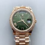 Rolex Day Date Presidential 18K Rose Gold Watch 40MM – Olive Green Dial(1:1Super Clone）