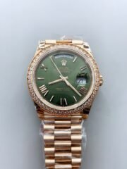 Rolex Day Date Presidential 18K Rose Gold Watch 40MM – Olive Green Dial(1:1Super Clone）