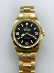 Rolex Explorer I Black Dial – Yellow Gold Steel in 3230 Movement(1:1Super Clone）