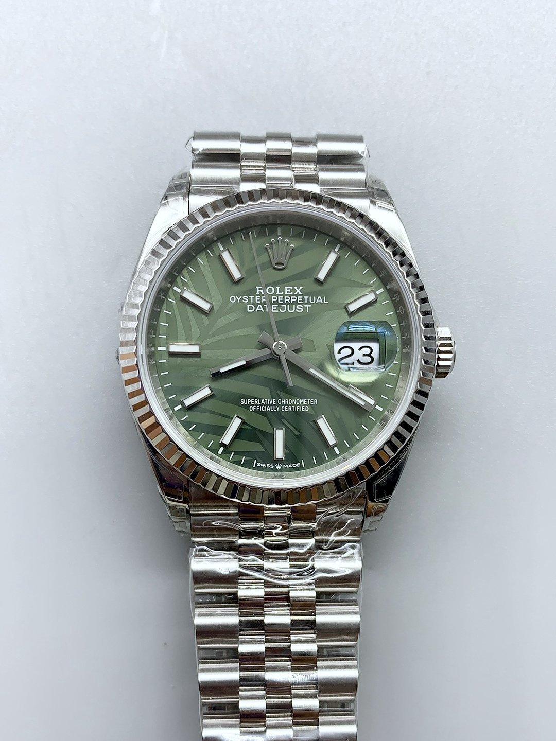 1月13日-48.jpg Rolex Datejust Cal.3235 Movement 904L Steel 46MM – Green Palm-Motif Dial (1:1Super Clone) - Image 1