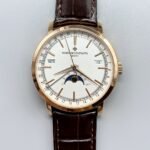 Vacheron Constantin Traditionelle Complete Calendar Rose Gold Plating White Dial (1:1Super Clone)