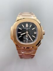 Patek Philippe Nautilus 5980/R Rose Gold 904L Steel Case in Black Dial (1:1Super Clone)