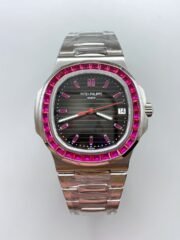 Patek Philippe Nautilus 5711 Black Dial 904L Steel with Rubies Bezel(1:1Super Clone)