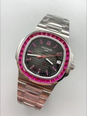 Patek Philippe Nautilus 5711 Black Dial 904L Steel with Rubies Bezel(1:1Super Clone) - Image 2