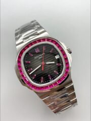 Patek Philippe Nautilus 5711 Black Dial 904L Steel with Rubies Bezel(1:1Super Clone) - Image 3