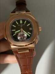 Patek Philippe Nautilus 5980/R Chronograph Rose Gold on 904L Steel Case in Brown Dial (1:1Super Clone) - Image 9