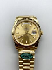 1:1 super clone Day Date Rolex Weekly Journal 18K Gold Plated counter weight