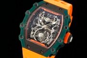 Best Richard Mille RM 21-02 Tourbillon Aerodyne Replica Watch - Orange Leather Strap - Image 2