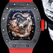 Swiss Replica Richard Mille RM 57-03 Dragon Skeleton Dial, Carbon Fiber Case, Red Rubber Strap Luxury Watch - Image 3