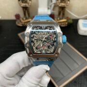 Luxury Replica Richard Mille RM 35-03 Rafael Nadal Skeleton Dial Blue Strap Watch For Men - Image 4
