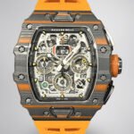 Swiss Replica Richard Mille RM 11-03 McLaren Watch – Carbon Fiber Skeleton Chronograph with Striking Orange Rubber Strap