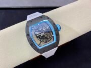 Replica Richard Mille RM055 NTPT Carbon Fiber Light Blue Skeleton Dial Super Clone Watch - Image 5
