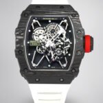 Top Swiss Replica Richard Mille RM35-01 – Carbon Fiber Case & White Rubber Strap