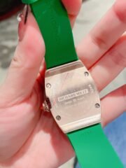 Luxury Replica Richard Mille RM 007 Ladies Diamond Set Green Strap Watch – Black Dial, Green Rubber Strap - Image 8