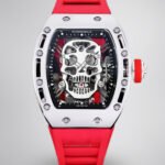 Best Swiss Replica RICHARD MILLE RM 52 Tourbillon Super Clone Watch – Skull Skeleton Dial, Red Strap
