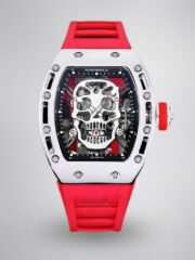 Best Swiss Replica RICHARD MILLE RM 52 Tourbillon Super Clone Watch – Skull Skeleton Dial, Red Strap