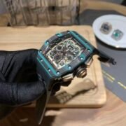 Swiss Replica Richard Mille RM 11-03 Carbon Turquoise Case Watch – Skeleton Dial Luxury Men's Timepiece - Image 6