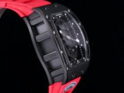 Replica Richard Mille RM052 Titanium Skeleton Tourbillon Watch with Red Rubber Strap - Image 7