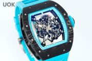 Best Replica RICHARD MILLE RM 55 – Swiss Movement Super Clone with Carbon Case & Blue Rubber Strap - Image 5