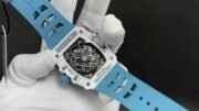 Best Swiss Richard Mille RM 35-03 Replica Rafael Nadal Watch for Men | White Carbon Fiber Case | Blue Strap - Image 7