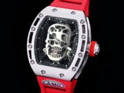 Best Swiss Replica RICHARD MILLE RM 52 Tourbillon Super Clone Watch – Skull Skeleton Dial, Red Strap - Image 3