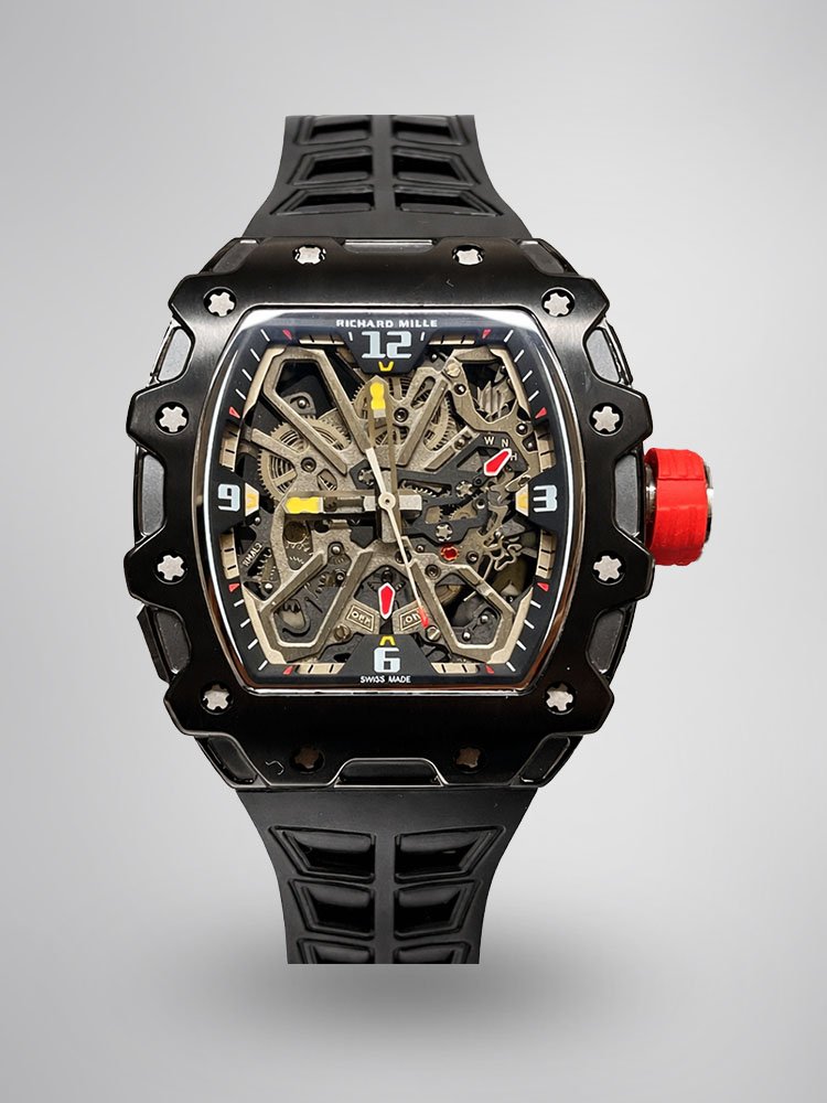 597c1c17823f1e0eeec84a548fcdc573.jpg Richard Mille RM 35-03 Rafael Nadal Replica Watch 43mm Steel Case Black Strap - Image 1