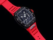 Replica Richard Mille RM052 Titanium Skeleton Tourbillon Watch with Red Rubber Strap - Image 5