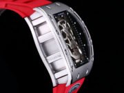 Best Swiss Replica RICHARD MILLE RM 52 Tourbillon Super Clone Watch – Skull Skeleton Dial, Red Strap - Image 5