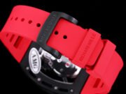 Replica Richard Mille RM052 Titanium Skeleton Tourbillon Watch with Red Rubber Strap - Image 9