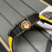 Swiss Replica Richard Mille RM 12-01 Tourbillon Watch – Bold Yellow Fabric Strap, Carbon Fiber Barrel Case, Skeleton Dial - Image 8