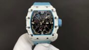 Best Swiss Richard Mille RM 35-03 Replica Rafael Nadal Watch for Men | White Carbon Fiber Case | Blue Strap - Image 2