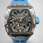 Luxury Replica Richard Mille RM 35-03 Rafael Nadal Skeleton Dial Blue Strap Watch For Men