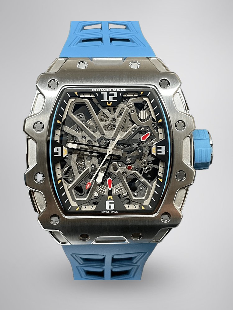 76b93694c692b547fbc0553b42f91116.jpg Luxury Replica Richard Mille RM 35-03 Rafael Nadal Skeleton Dial Blue Strap Watch For Men - Image 1