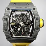 Swiss Replica Richard Mille RM 35-02 Watch For Men – Skeleton Dial, Yellow Rubber Strap, Luxury Sport Design