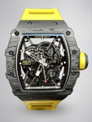 Swiss Replica Richard Mille RM 35-02 Watch For Men – Skeleton Dial, Yellow Rubber Strap, Luxury Sport Design