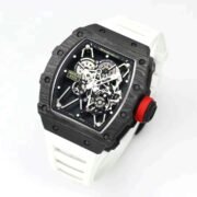 Top Swiss Replica Richard Mille RM35-01 – Carbon Fiber Case & White Rubber Strap - Image 3