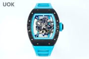 Best Replica RICHARD MILLE RM 55 – Swiss Movement Super Clone with Carbon Case & Blue Rubber Strap - Image 2