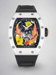 Replica Richard Mille RM S10 Koi Tourbillon Watch with Black Leather Strap