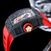 Swiss Replica Richard Mille RM 57-03 Dragon Skeleton Dial, Carbon Fiber Case, Red Rubber Strap Luxury Watch - Image 8