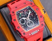 Best Richard Mille RM 50-03 Mclaren Replica Red Strap Watch For Men – Red Carbon Skeleton Dial with Swiss Movement - Image 6