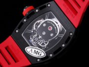 Replica Richard Mille RM052 Titanium Skeleton Tourbillon Watch with Red Rubber Strap - Image 8
