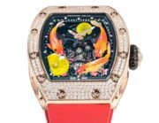 Replica Richard Mille RM S10 Koi Tourbillon Watch Rose Gold with Diamond - Red Leather Strap - Image 4