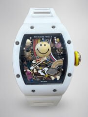 Best Richard Mille RM 88 Smiley Replica Swiss Automatic Tourbillon Watch with White Rubber Strap